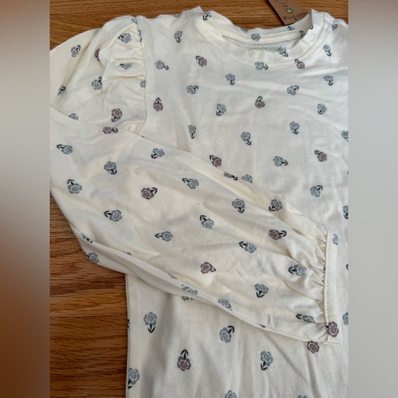 Easy peasy organic girls 5T legging and top Set flowers Print purple blue ivory - Picture 15 of 16